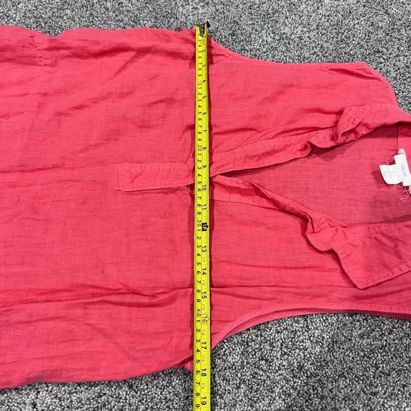C & C California 100% Linen Collared Sleeveless Pockets Peach Orange Dress US 12 - Picture 5 of 6